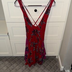 Free People Red and Purple Floral Dress